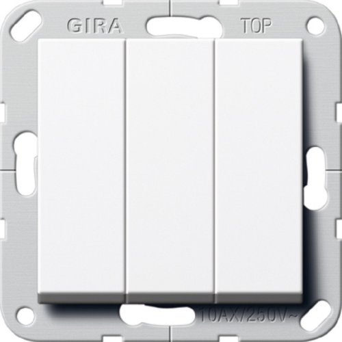 Переключатель самовозвратный без рамки Gira System55 3-кл. проходной 10А белый глянец картинка